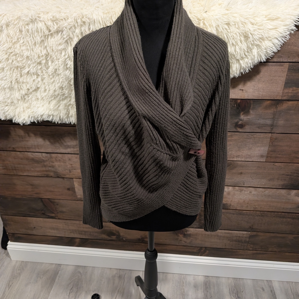 Women's Ribbed Wrap Sweater - Green